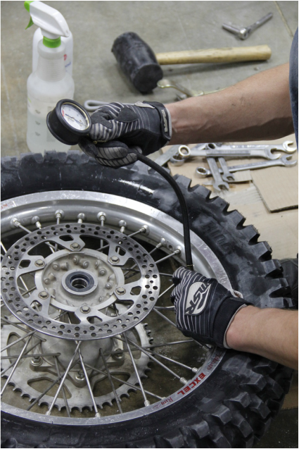 inflate the tire to full pressure and seat the bead against the rim