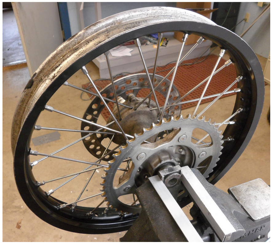 Example of a correctly trued dirt bike wheel rim