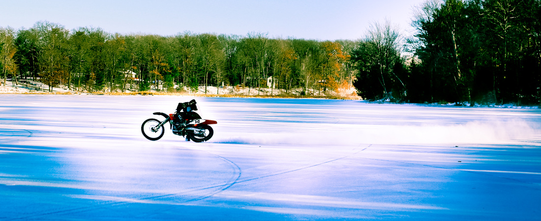 motorcycle ice riding slide